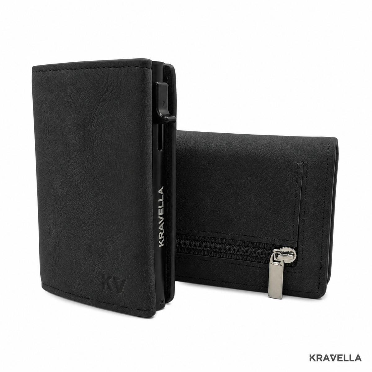 Carteira Shadow Black com acabamento em couro preto, produto em destaque