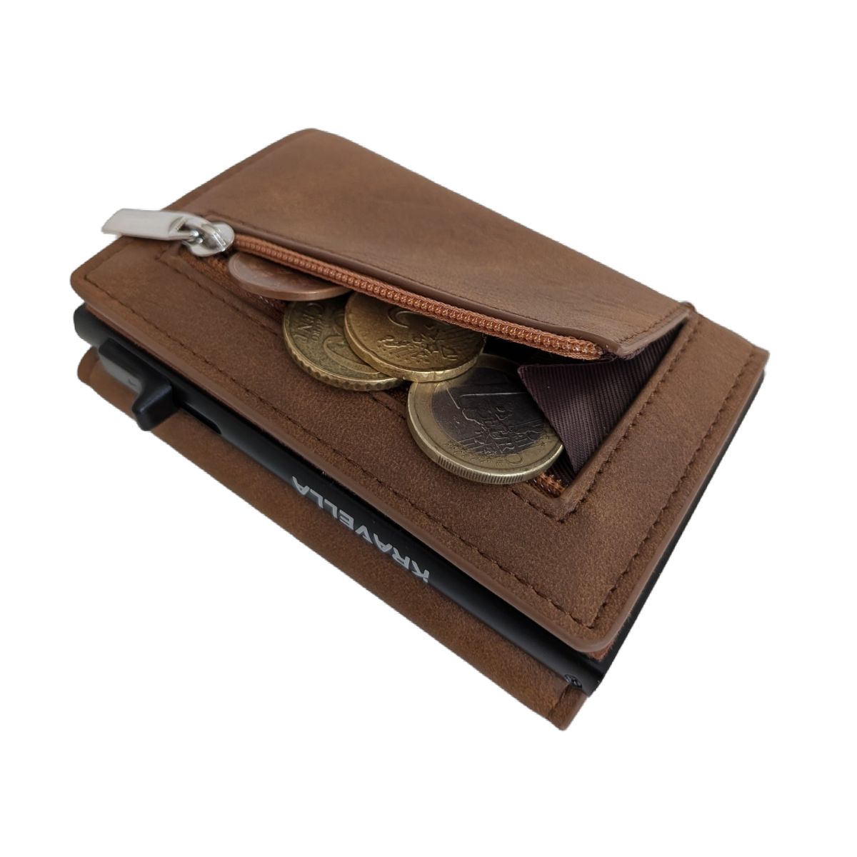 Carteira Vintage Brown a mostrar a bolsa moedas