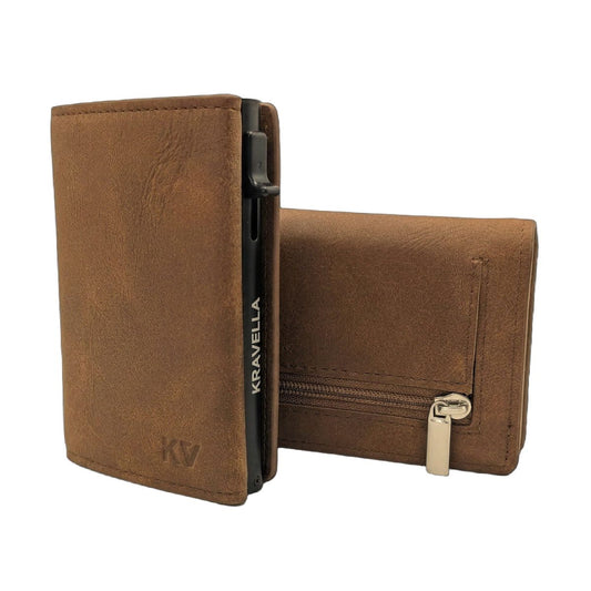 Carteira Vintage Brown em couro vegan castanho, produto em destaque