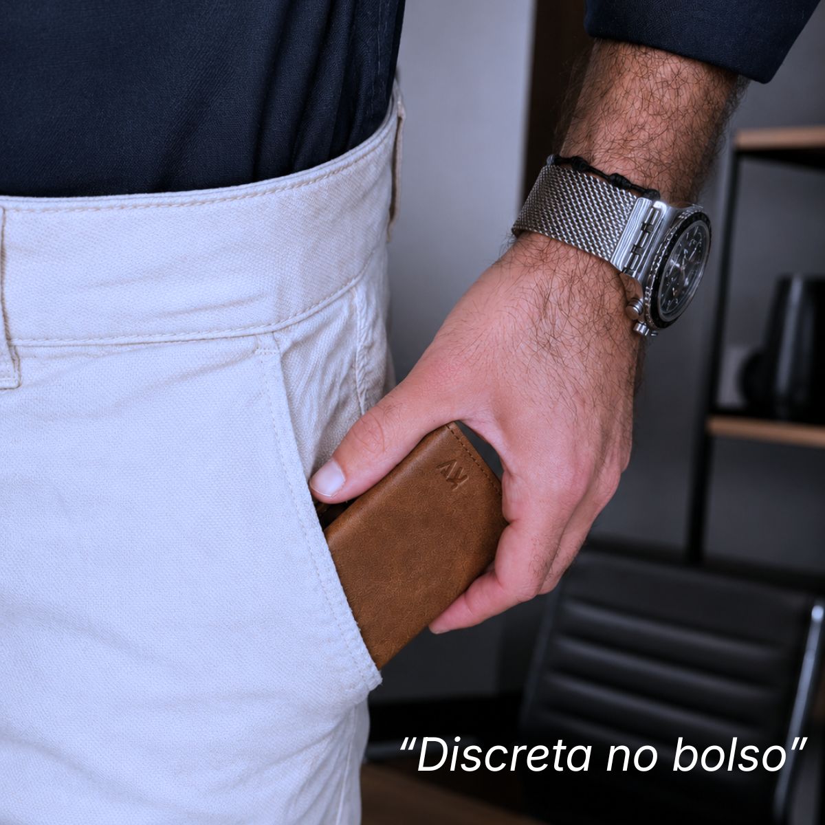 Camada de proteção RFID integrada na carteira Kravella